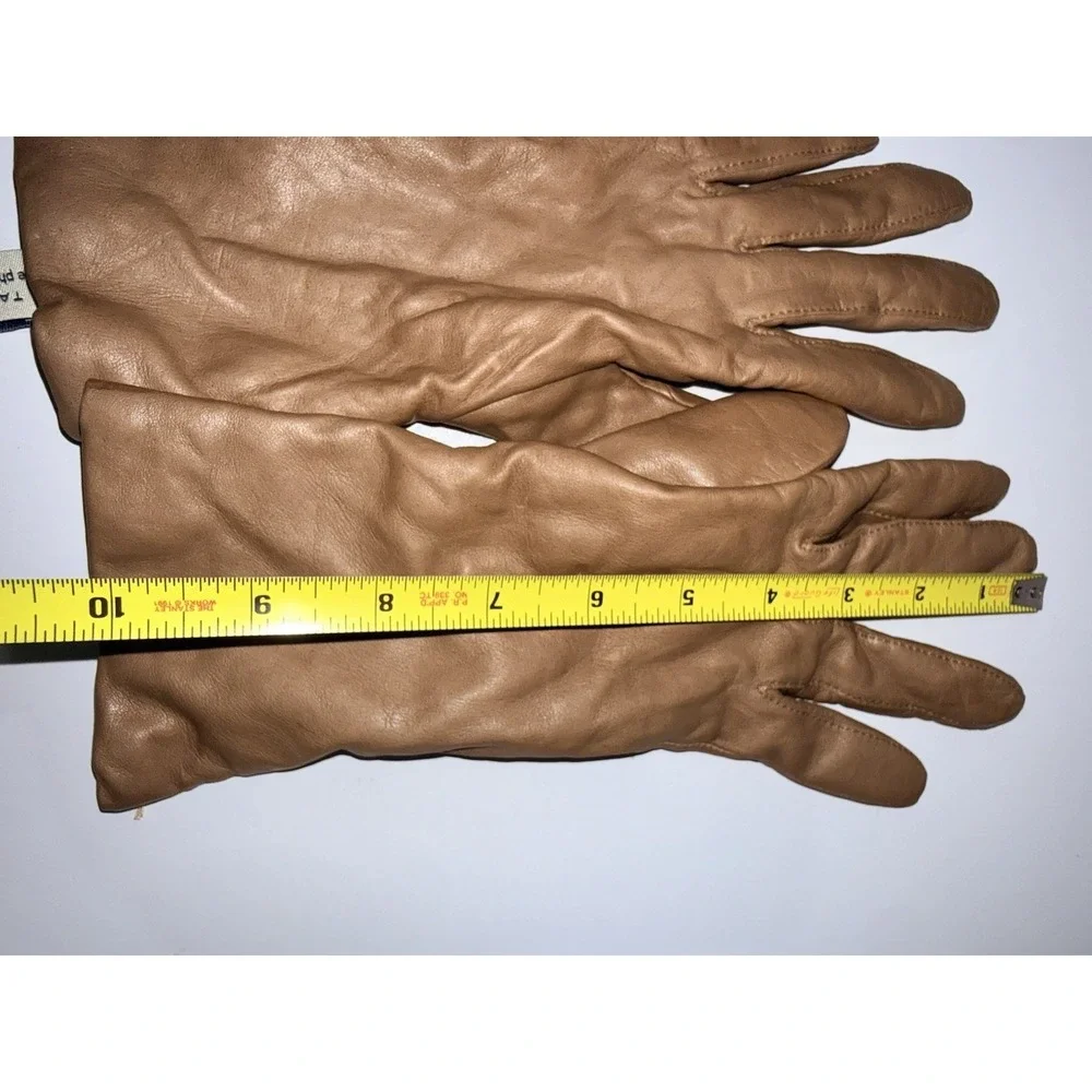 Lord & Taylor Cashmere Lined Dark Brown Leather Gloves Size 7 1/2 Driving 1
